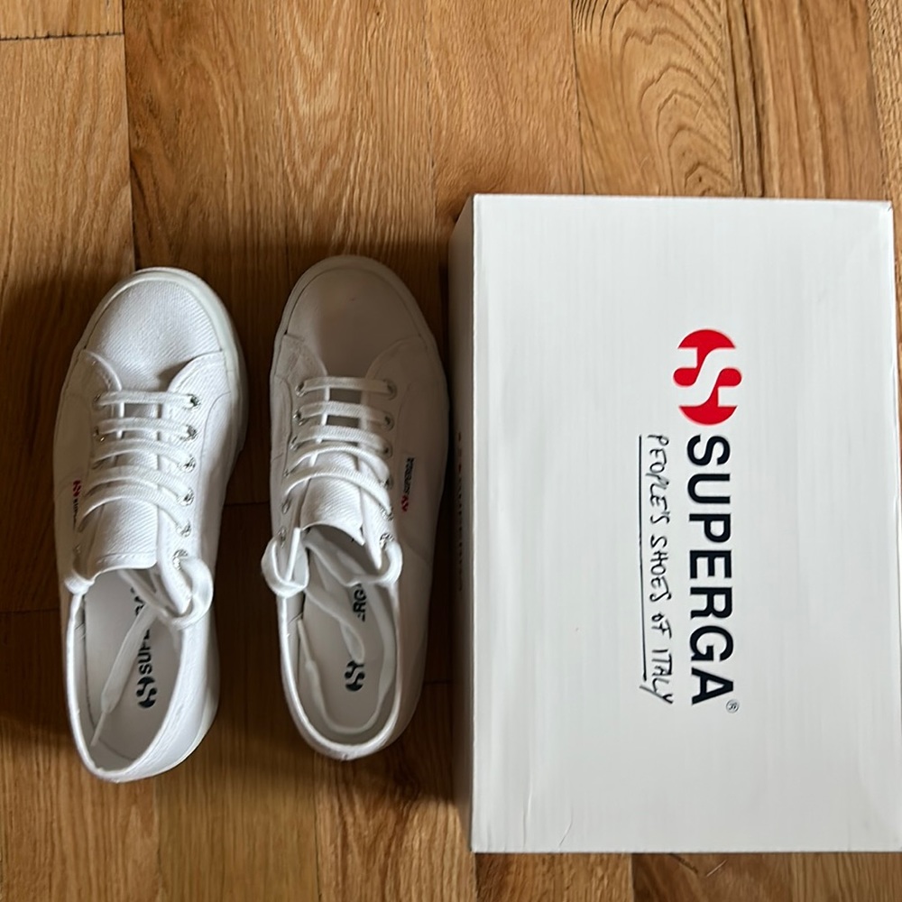 White Superga platform sneakers